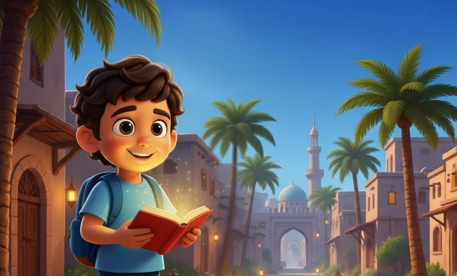 بلال يقرأ كتابًا في مدينة عربية